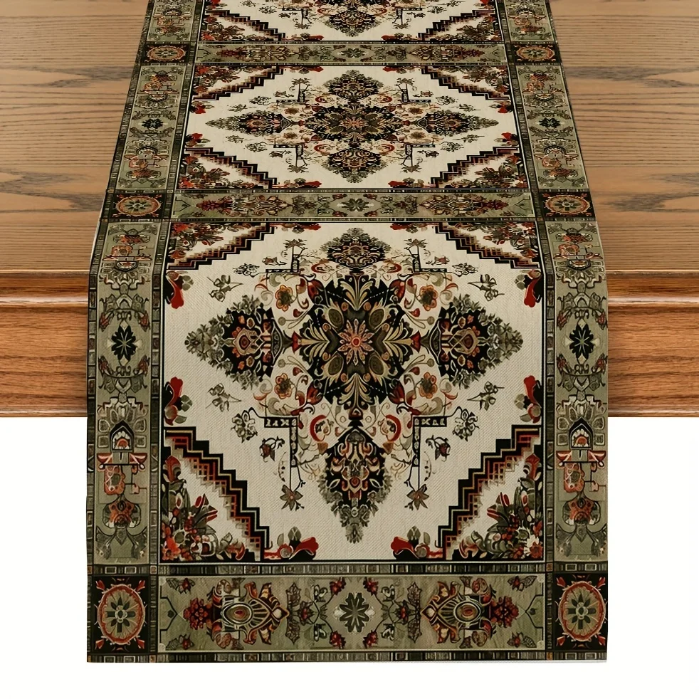 JIT Ornate Persian Pattern Table Runner 2D Flat Print Elegant Home Decor Dining Room Table Runner Charming Functional Luxurious