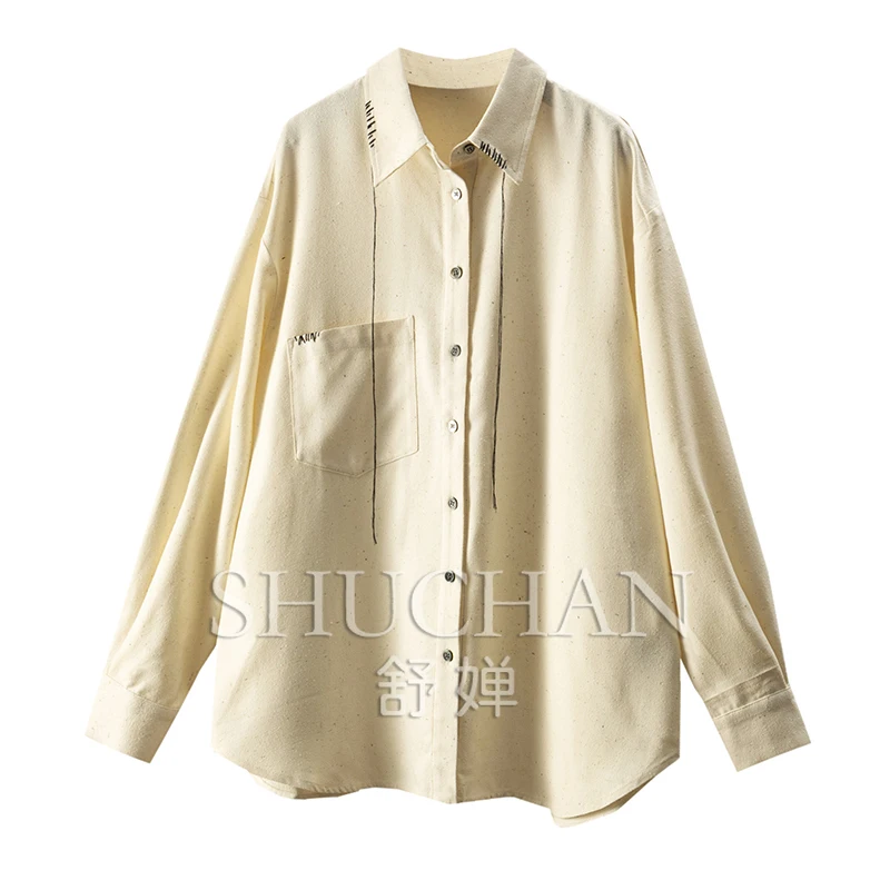 

Designer Silk Irregular Stitching Loose Shirt Women 56B4 Blusas Femininas Elegantes Womens Tops Blusas Mujer De Moda 2025