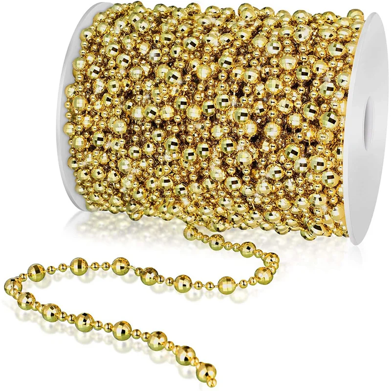 

10M Artificial Plastic Pearl Beaded Flower Ring Chain Christmas Tree Beaded for Home Wedding Christmas Party Decor DIY Supplies