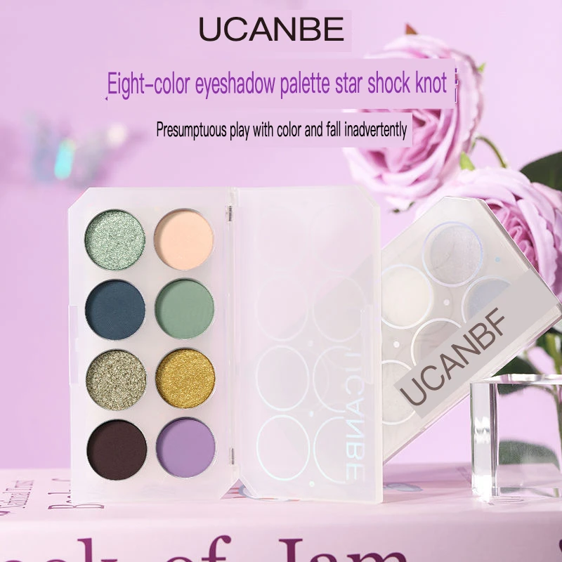 Palette di ombretti Ucanbe a 8 colori, una tavolozza di trucco COS perlescente opaca viola che è versatile e non sbiadisce