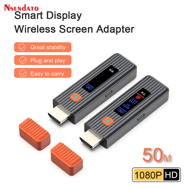 HDMI Extender Wireless Transmitter Receiver Kit 50M 1080P HDMI Video TV Stick Dongle Adapter for PC Camera Laptop To Projector