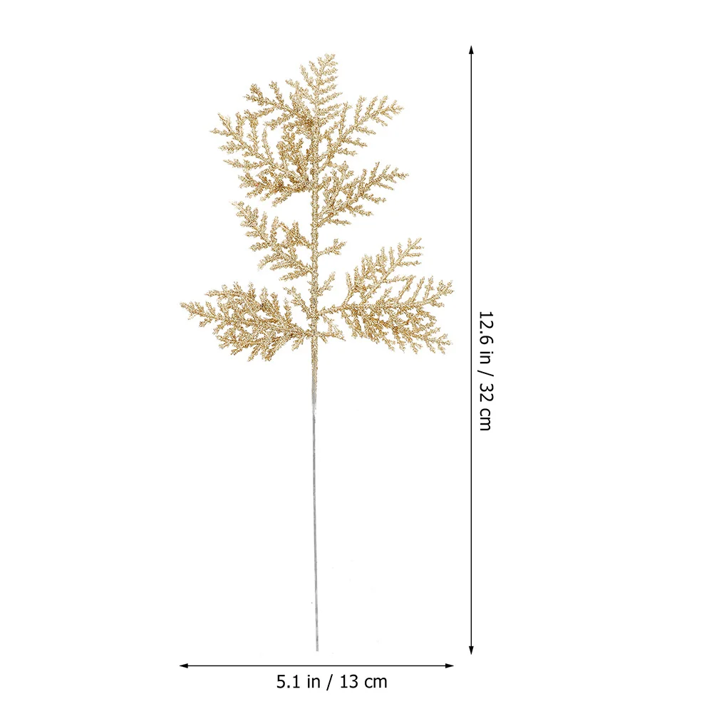 6 قطعة فروع الصنوبر الاصطناعي بريق أوراق عيد الميلاد يختار Diy بها بنفسك شجرة عيد الميلاد ديكور الزفاف المنزل حفلة زهرية حشو داخلي