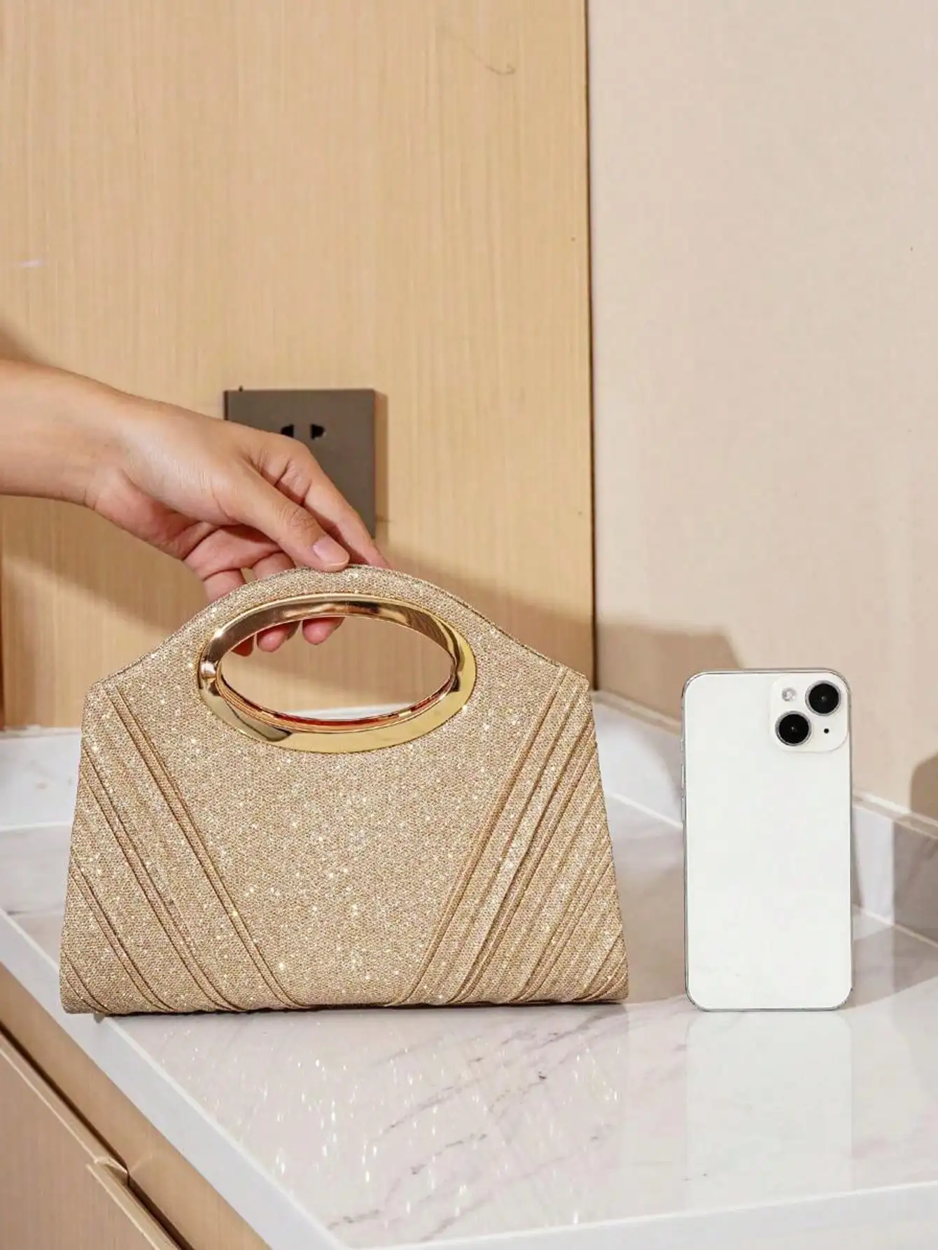 حقيبة دلو خفيفة الوزن من حجر الراين واللؤلؤ الصناعي - أنيقة وهادئة للحفلات والعشاء والعروس #2