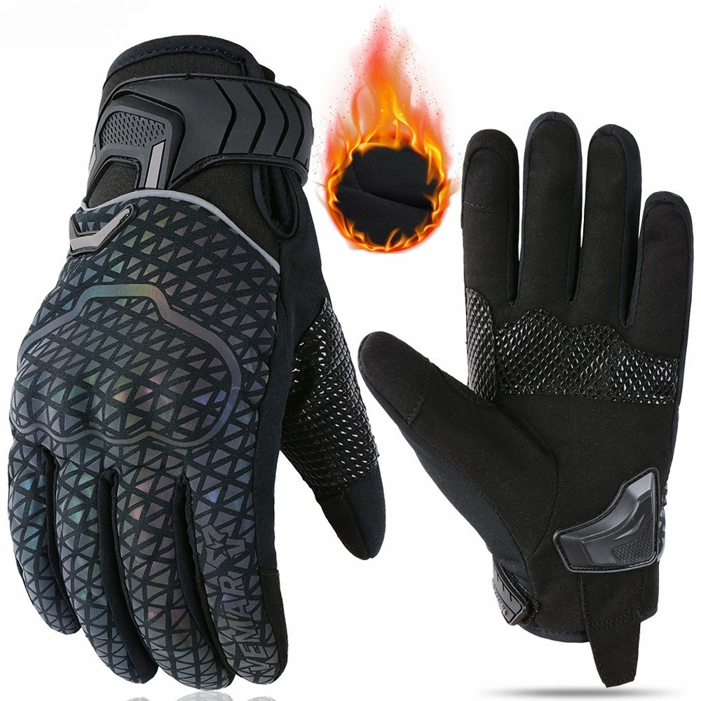 

Motorcycle Gloves Men Winter Thermal Reflective TPU Protective Armor Anti Slip Riding Gloves for Motorcycle Scooter Outdoor