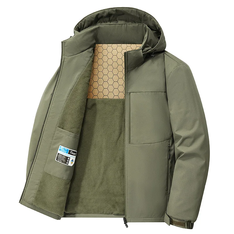 Autumn Winter New Fashion Men Plus Size Casual Simple Stand Collar Zipper Hooded Thicken Parkas Male Warm Trendy Daily Coats