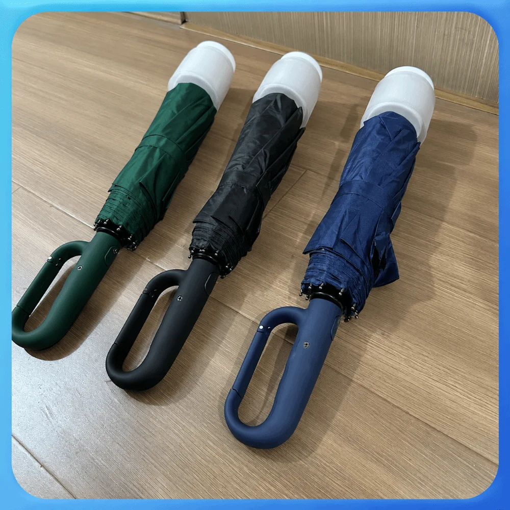 Durable Wind-Resistant Automatic Umbrella Sturdy Ribs Ergonomic Handle Anti-UV Umbrella with Waterproof Cover Car Umbrella