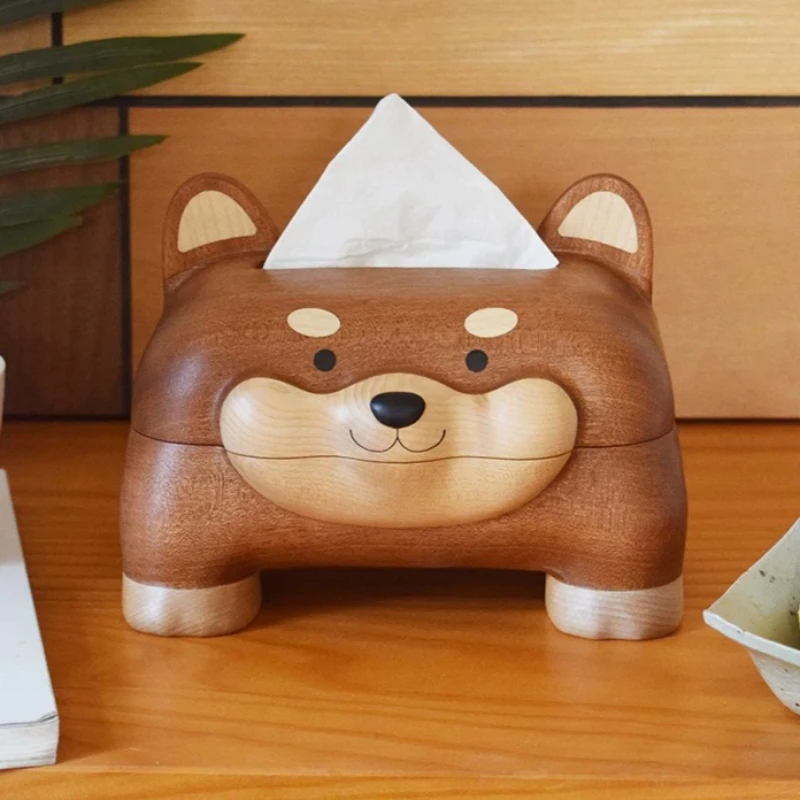 Creative Design Premium Shiba Inu Tissue Box Cover for Living Room Coffee Table Desktop Storage