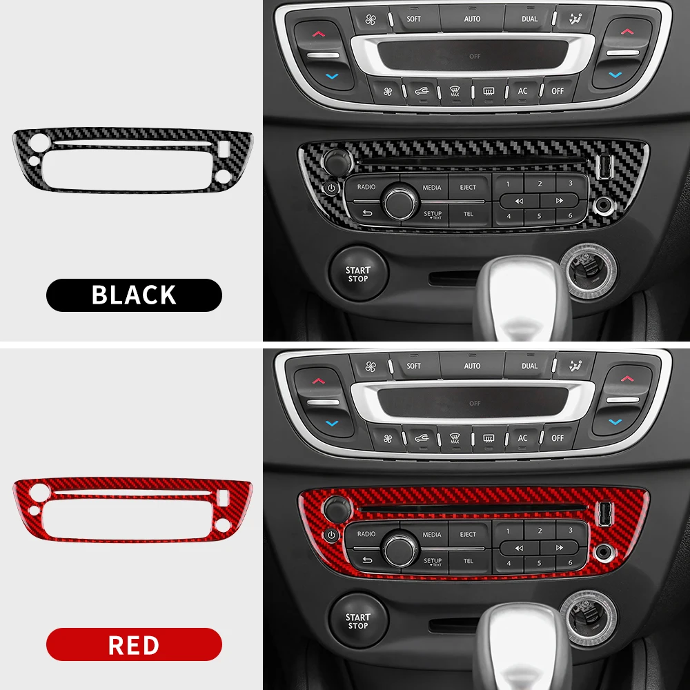 Real Soft Carbon Fiber Central Control CD Sticker For Renault Fluence Megane 3 MK3 III RS 2009 2010 2011 2012 2013 2014 LHD