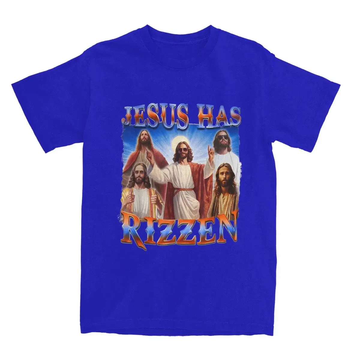 Religious Christian Outfit Funny Tee Shirt T-Shirt 100% Cotton Clothing Jesus Christ Has Rizzen Rizz Men Women's T Shirts