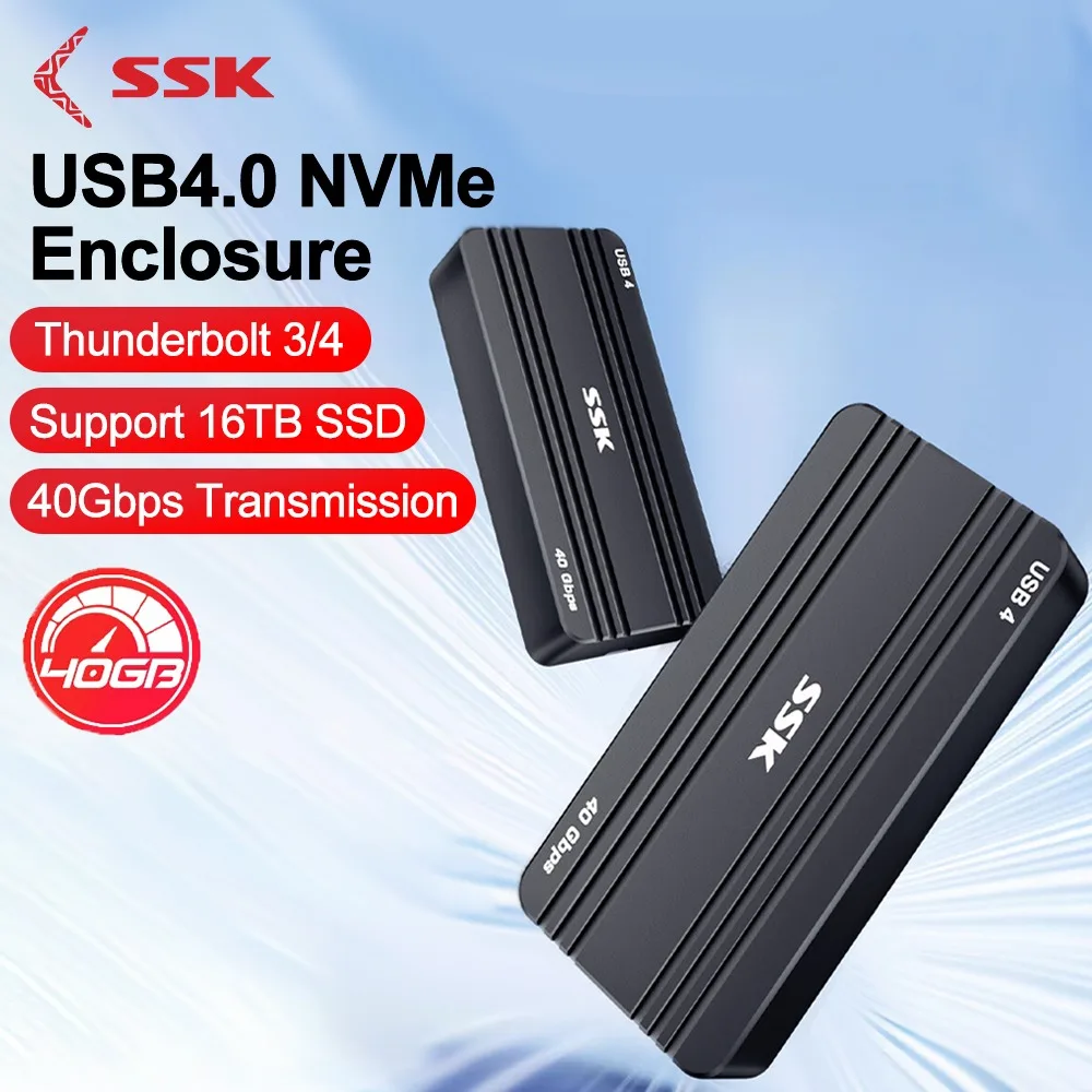 

SSK 40Gbps USB 4.0 SSD Case Thunderbolt NVME M.2 Enclosure 16TB Solid State Drive Case Compatible with Thunderbolt 3/4 Hard Box