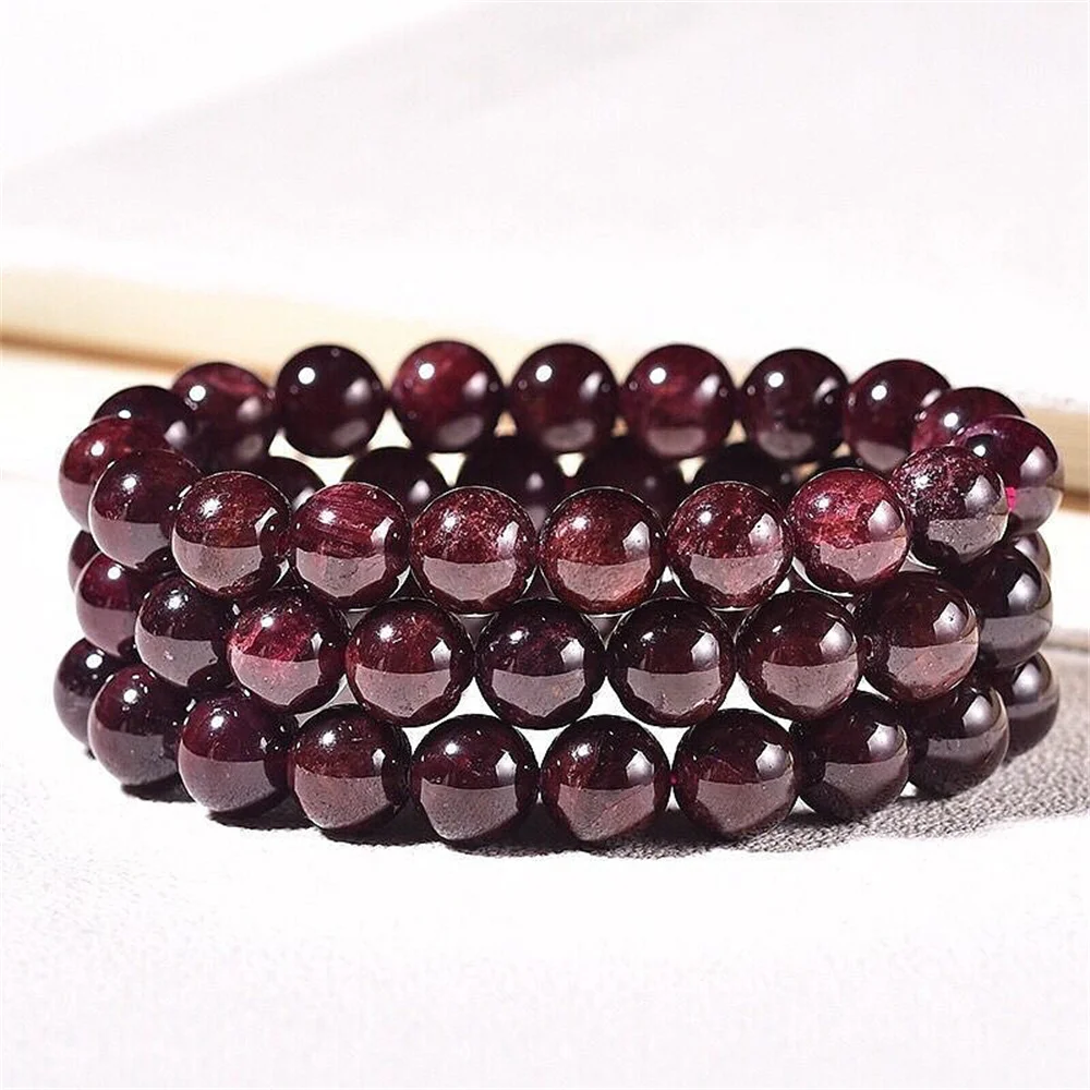 Natural Crystal Wine Red Garnet Bead Bracelet for Women in Charm Bracelets 5 6 7 8 9 10mm Optional Healing Energy Jasper Jewelry