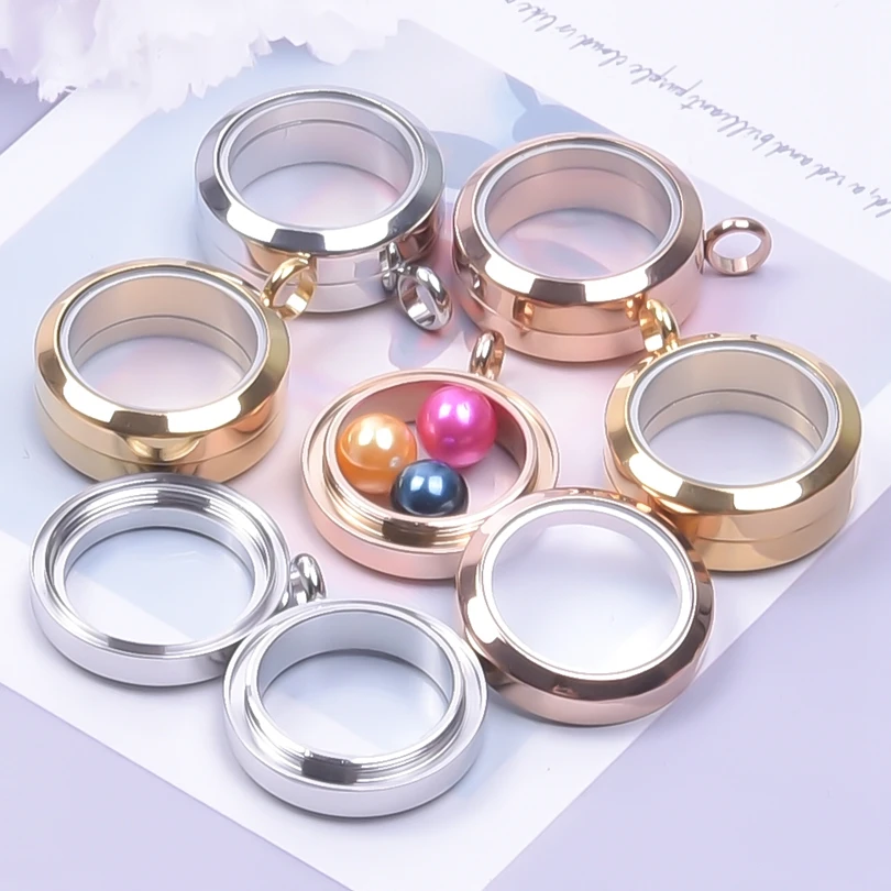 1Pc No Fade Various Styles Glass Medaillon Coin Bezel Pendant Jewelry Materiales Round Living Cremation Ashes Locket Colgantes