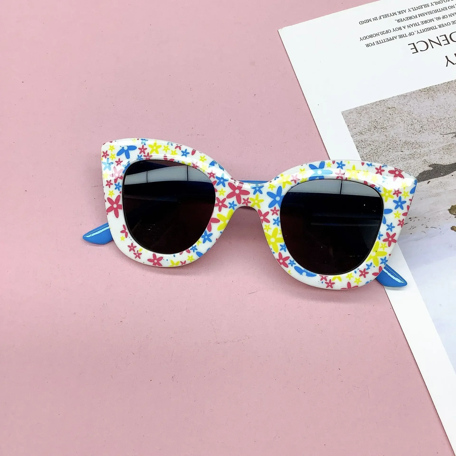 Girls Boys Cute Floral Printing Sunglasses Outdoor Sun Protection Children Lovely Vintage Glasses Classic Kids Eyewear Goggles