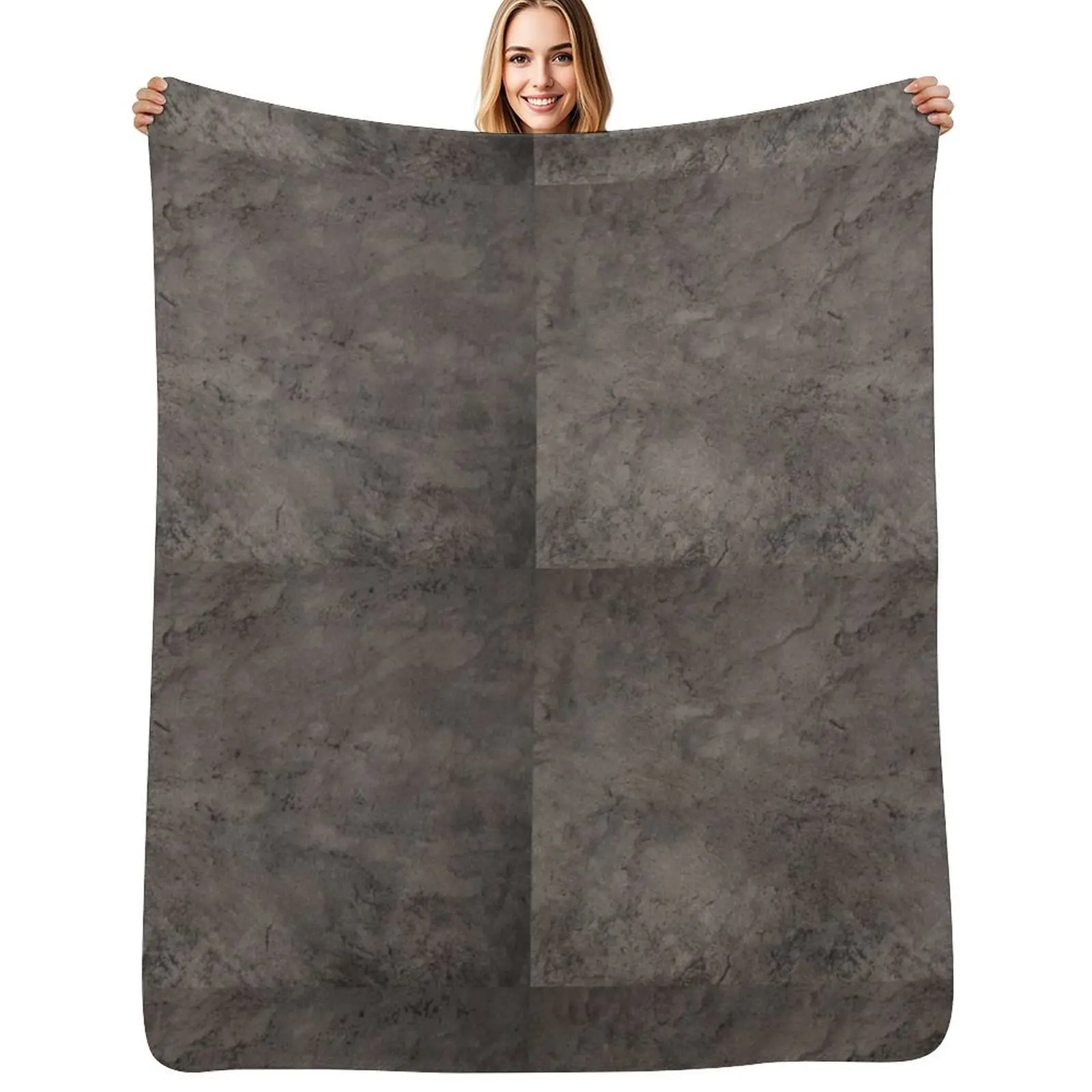 Grey Leather | Ethical Cowhide and Skin Throw Blanket Warm Flannel Blanket for Couch Chair Bedroom