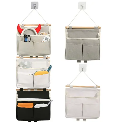 Bolsa de almacenamiento para colgar en la pared, bolsas de almacenamiento para colgar en la puerta, organizador colgante de montaje en pared, habitación de lino impermeable para revistas de archivos