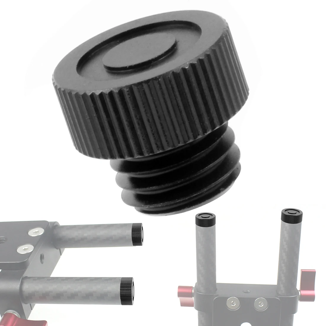 ABS Mounting Cap M12 Rod End Protective Cap Stopper Screw for Diameter Dia 15mm Tube Support Dslr Rig Rail Clamp