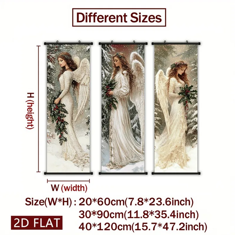 VIKAMA 3PCS Christmas Door Banner, Bell Lantern Snow Globe Vintage Wall Scroll for Xmas Fireplace Decor
