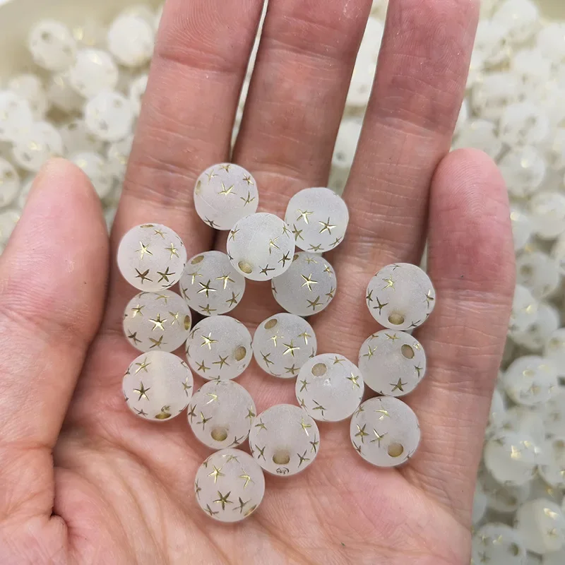 25-50PCS 8mm Acrylic Star Beads Mermaid Round Shape Beads For Jewelry Making DIY Charms Bracelets Necklac Accessories