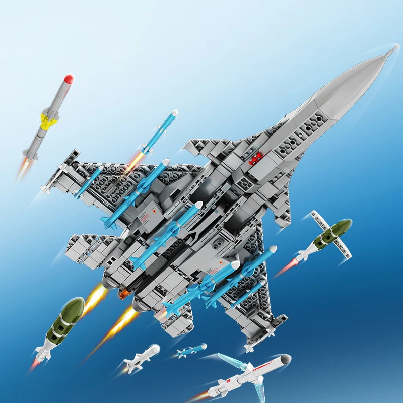 Technical J15 Carrier-Borne Fighter Jets Aircraft Model Building Blocks Military WW2 Airplane Weapons With Figures MOC Toys Gift