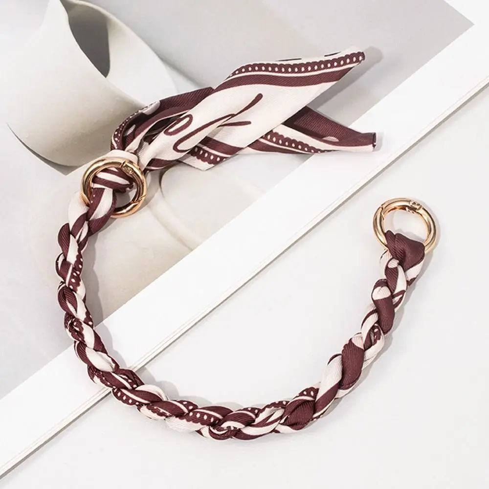 Silk Scarf Ribbon Handbag Strap Chain Fashion Scarf Metal Chain Handle Bag Decor Bow Multi-function Ribbon Handbag Accessories