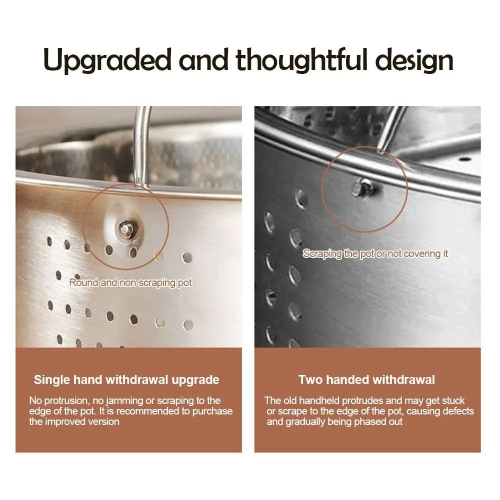 Stainless Steel Food Steamer Basket Rice Pressure Cooker Anti-scald Steamer Drain Basket Insert Steamer Pot Cooking Accessories