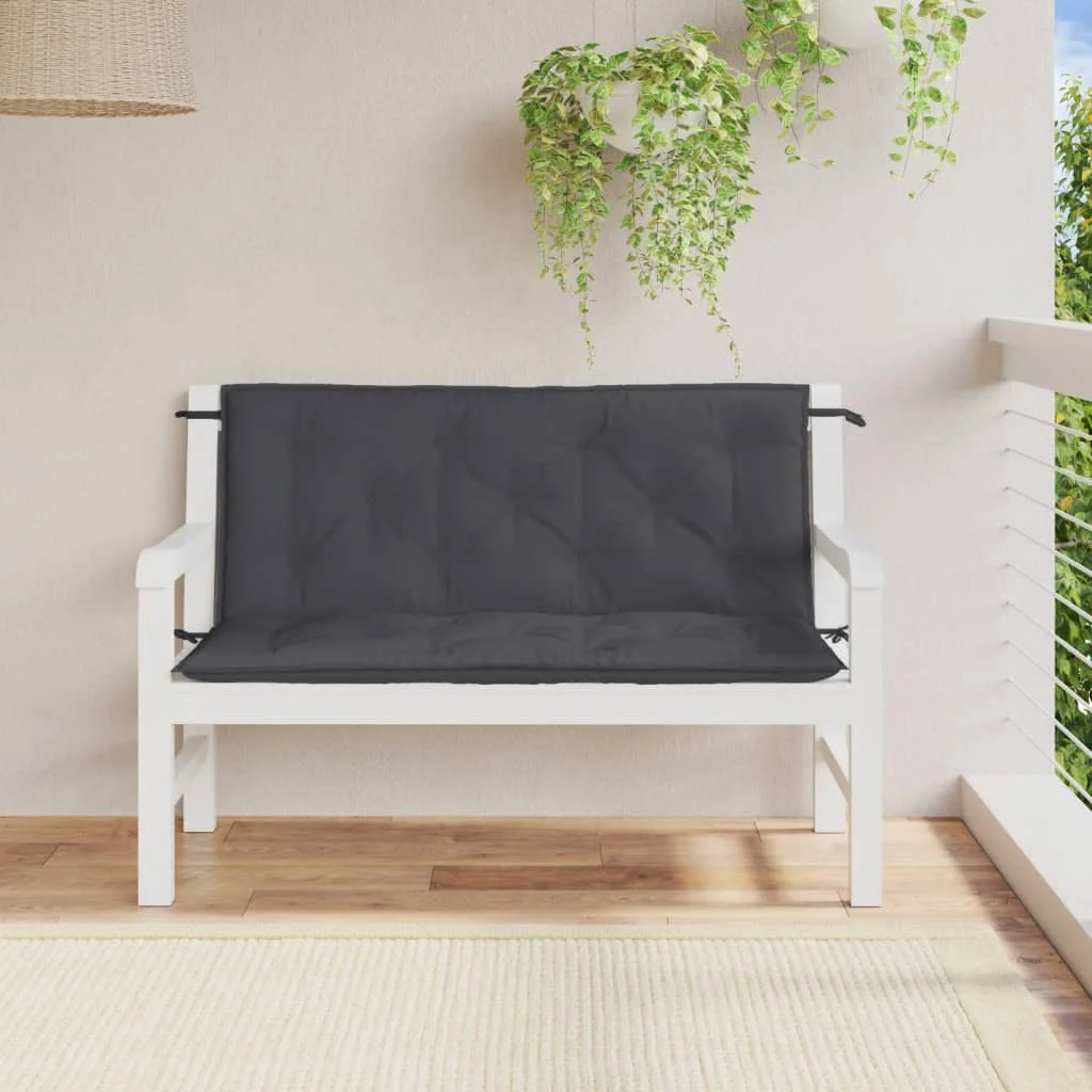 2 Pcks garden bench cushions 120x50x7 cm anthracite melange fabric
