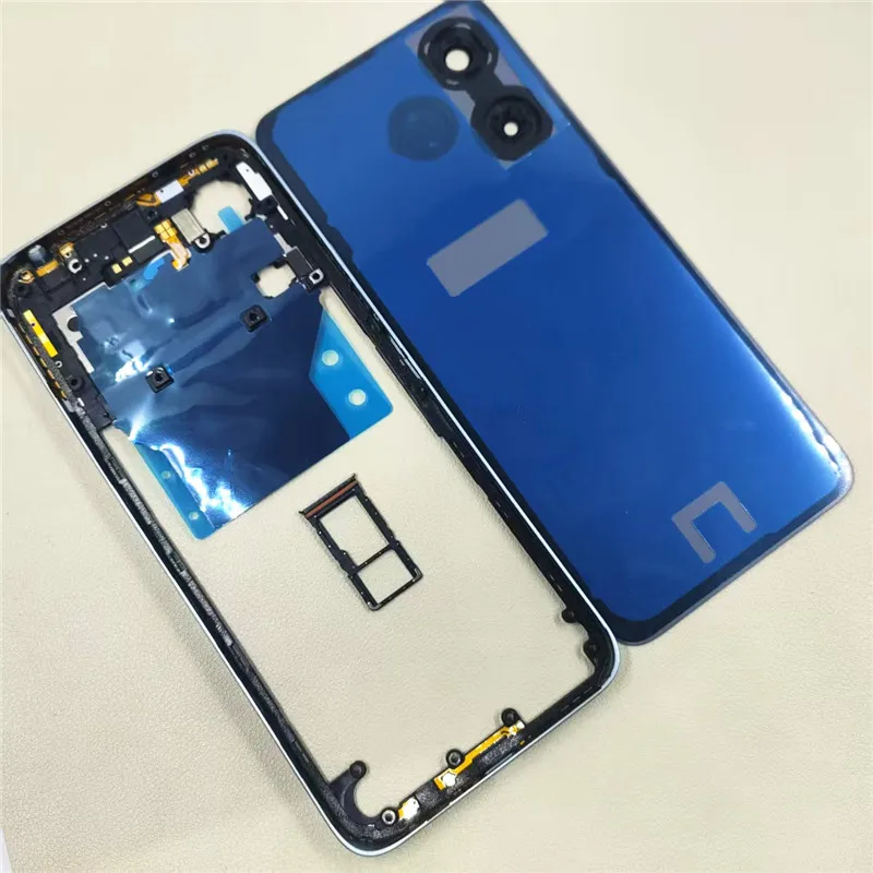 Full Housing for Xiaomi Redmi 13 4G Middle Frame Cover Battery Back Cover with Camera Lens + Sim Card Tray Repair Parts