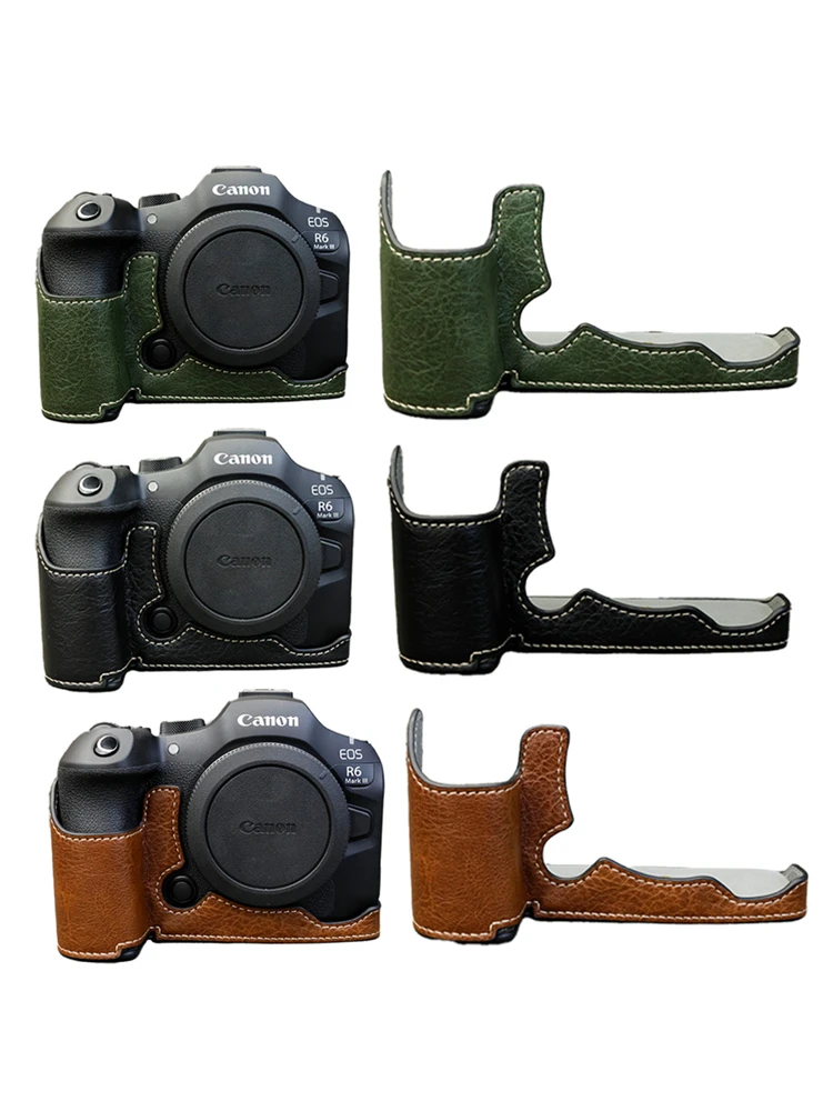 Twarda torba na aparat z PU skóry, osłona na pół korpusu, dolna obudowa do Canon EOS R5 R6 R6II R6III — zdjęcie produktu 7
