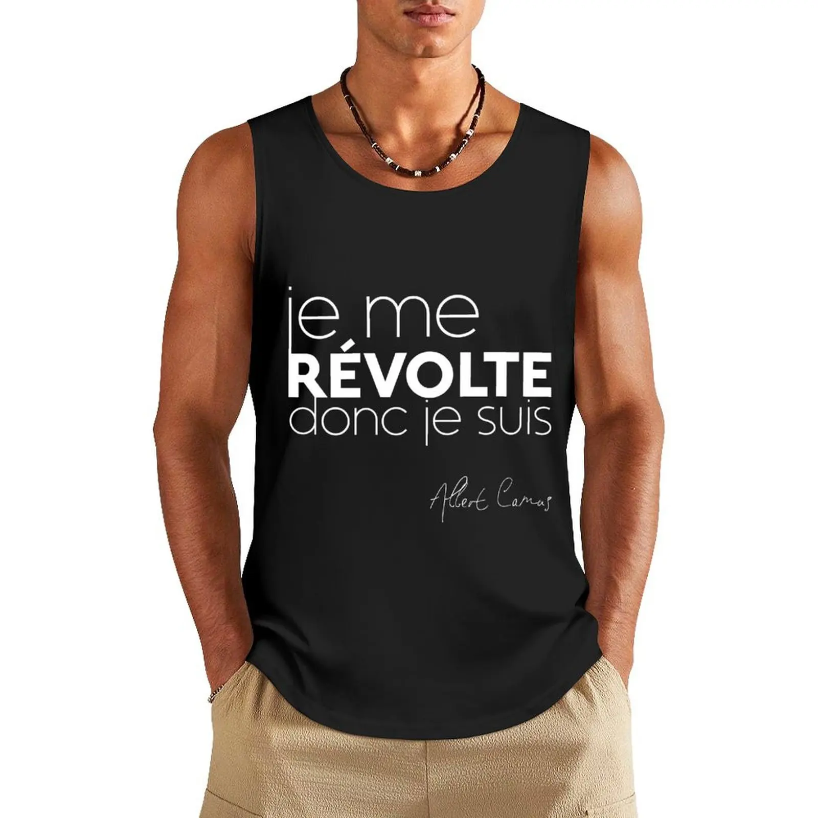 

Je me revólte, donc je suis - Albert Camus Tank Top Men's t-shirts vest for men basketball clothing Vest