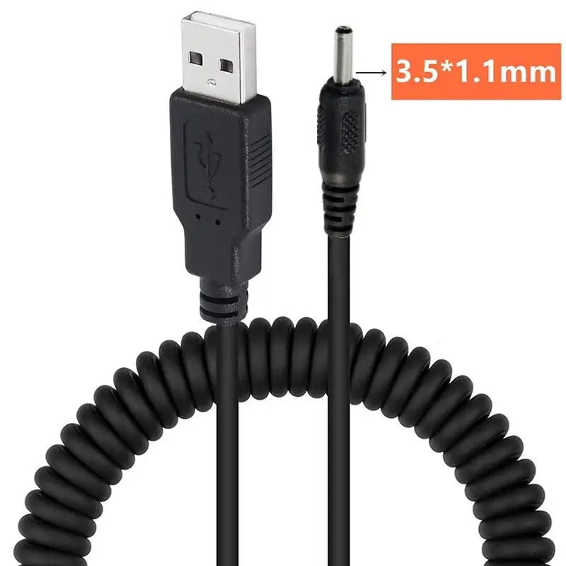 1.5m Spring Retractable USB 2.0 Rotation DC 5.5x2.1mm 5.5x2.5mm 3.5x1.35mm 4.0x1.7mm Elbow 5V2A Current Power Extension Cable