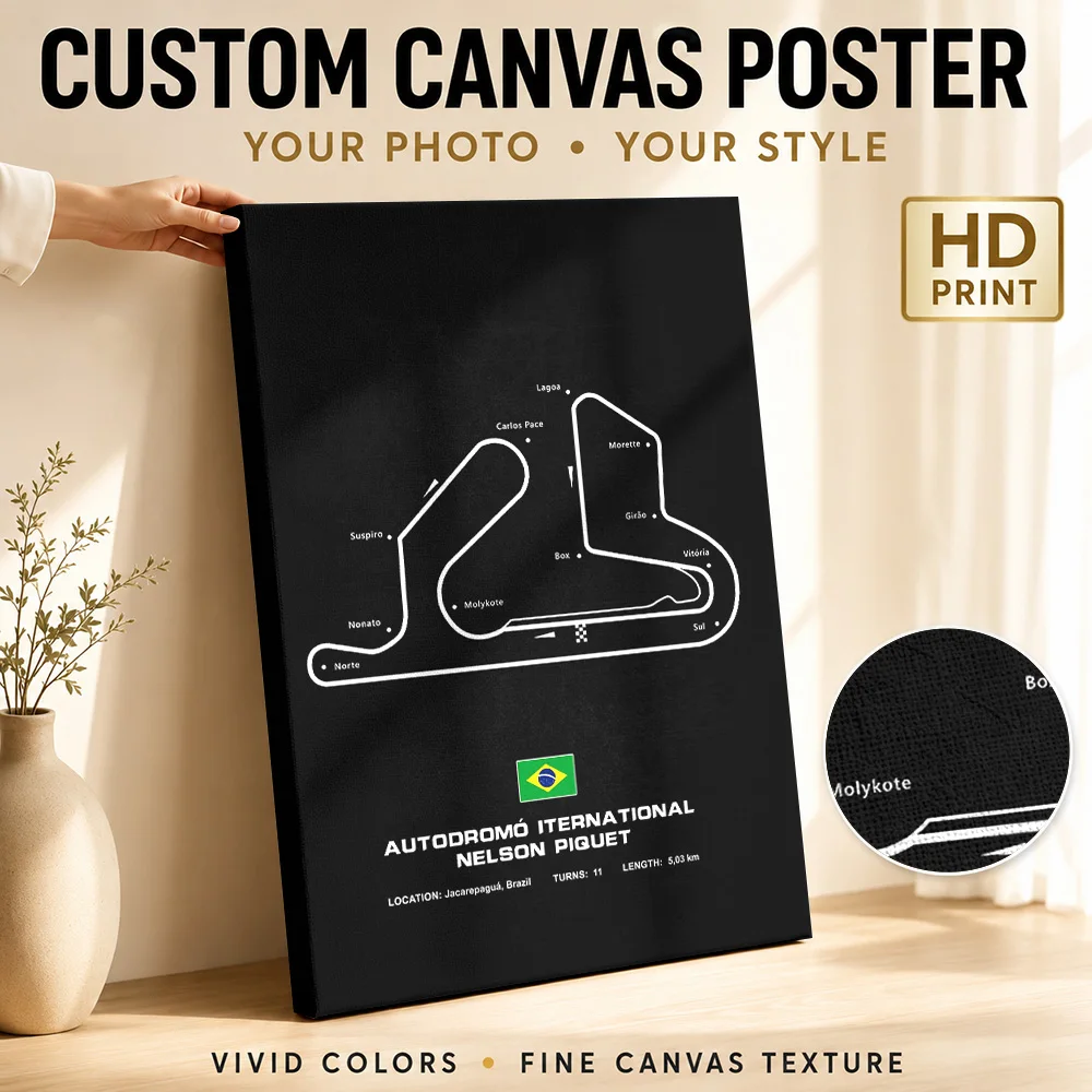 Nelson Piquet Circuit Canvas Print Poster Customized Photo Modern Aesthetic Wall Art for Bedroom Decor Ready to Hang Home Gift