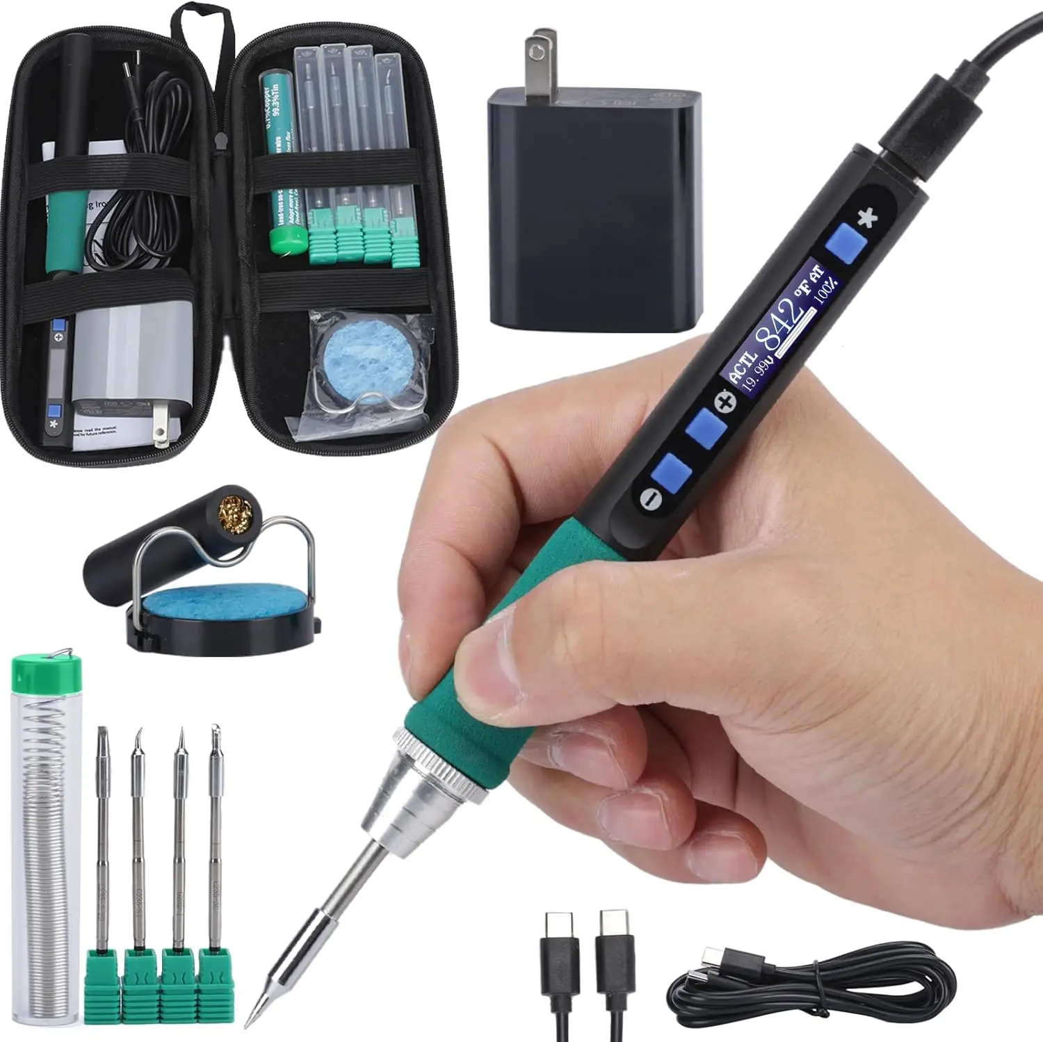 

Fast Heating USB Soldering Iron Kit with Dynamic Screen, Type-C Charging, Sleep Mode