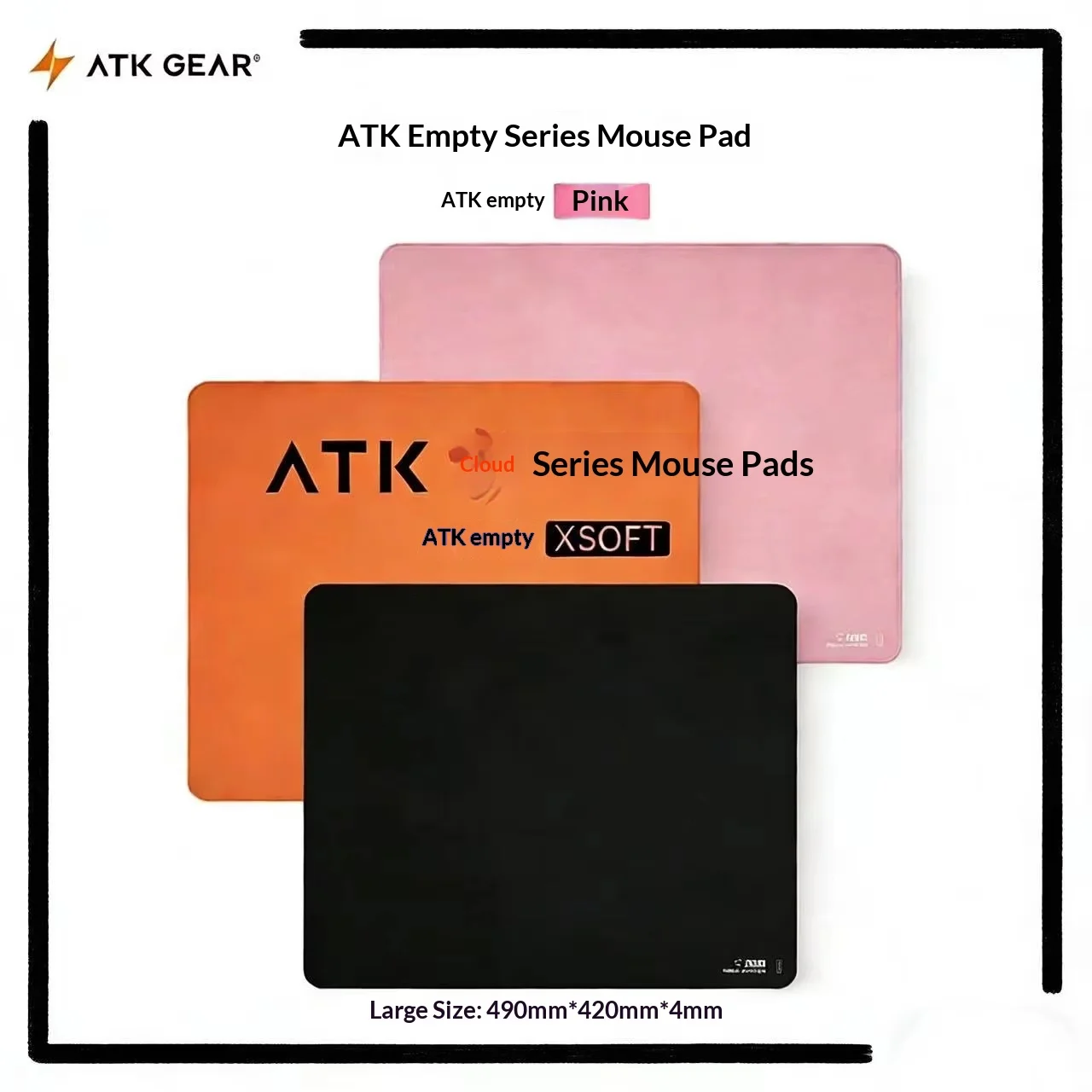 

ATK's full range of oversized desktop balanced gaming mouse pads