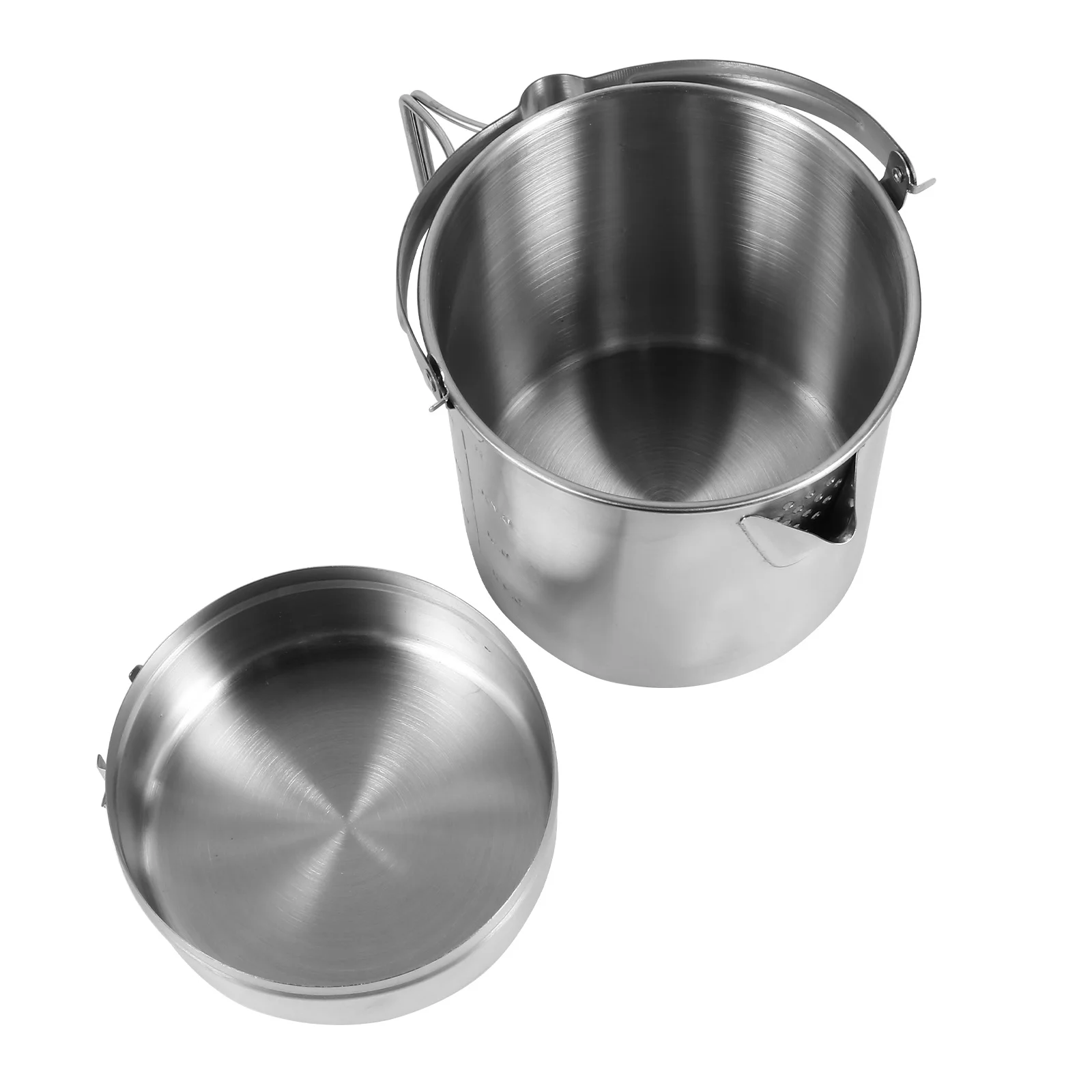 

1Set Camping Pot Rustproof Stainless Steel Foldable Handle Durable Scratch Resistant Portable Outdoor Hiking Cookware