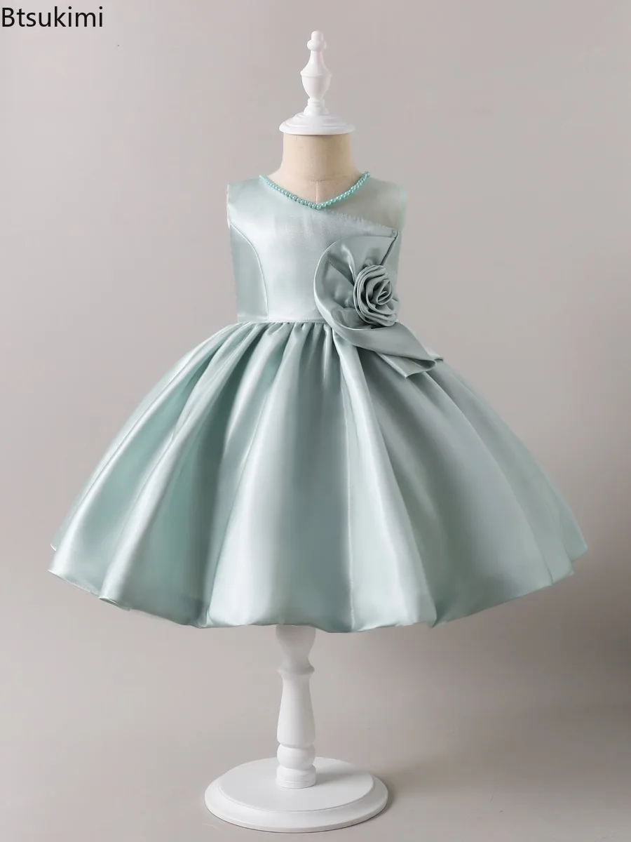 Flower Princess Sweet Kids Tutu Toddler Birthday Party Newborn Christening Children Baptism Baby Girls Clothes Summer Dresses