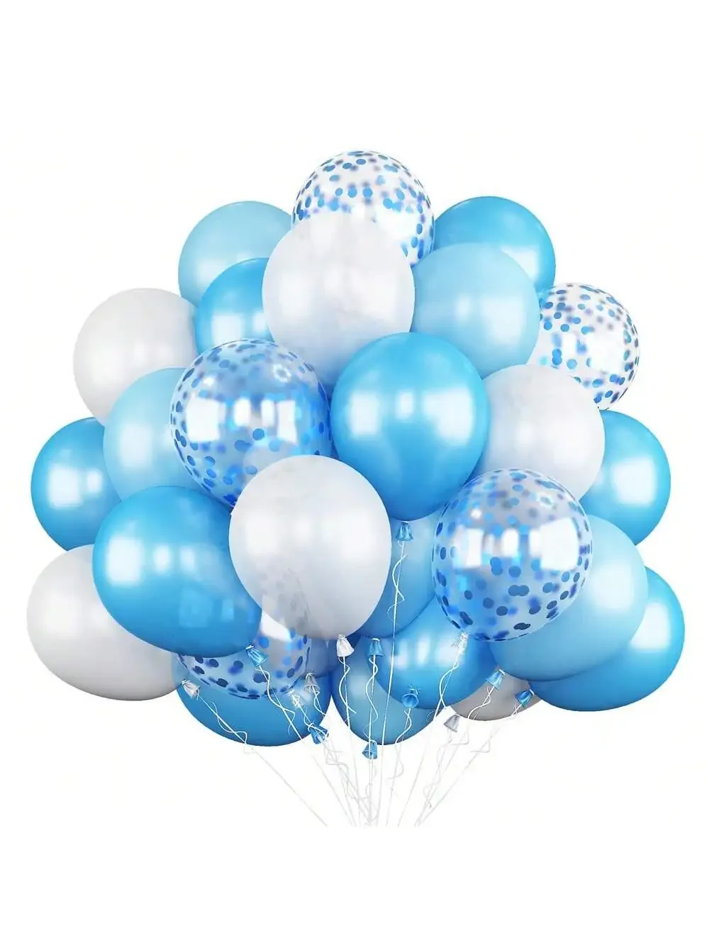 20PCS-12 inch blue confetti balloons, pearl white latex balloons, wedding party decorations, birthday parties