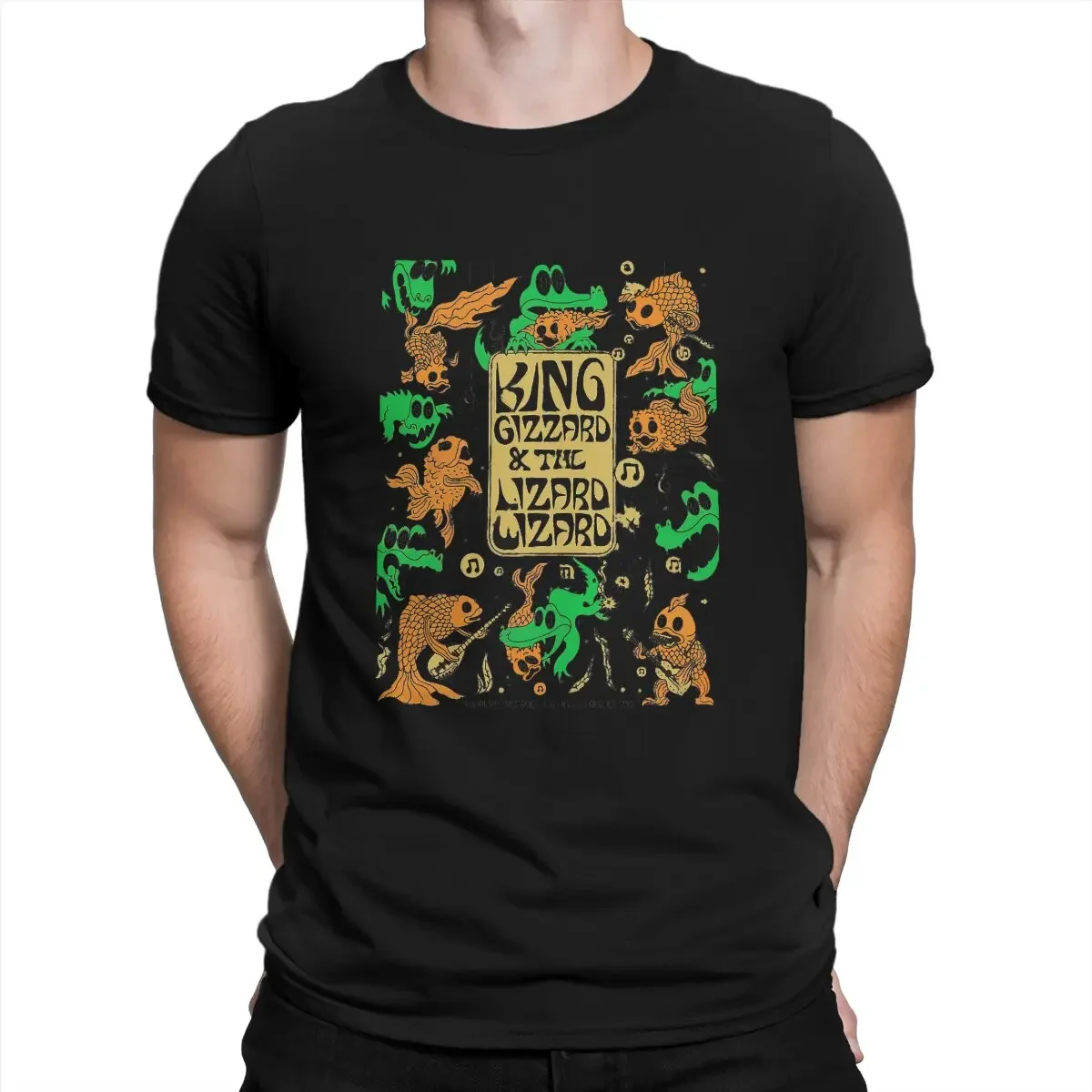 Mus and Fish T-Shirts for Men King Gizzard&The Lizard Wizard Rock Band Funny Cotton Tee Shirt Crew Neck Short Sve T Shirt