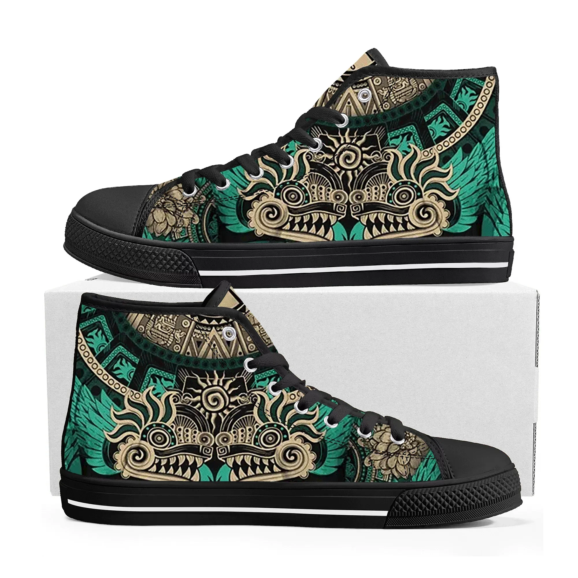 

Мексиканские кроссовки Aztec Quetzon с высоким верхом, мужские и женские, высококачественные кеды из канваса, повседневная обувь для пар, обувь на заказ