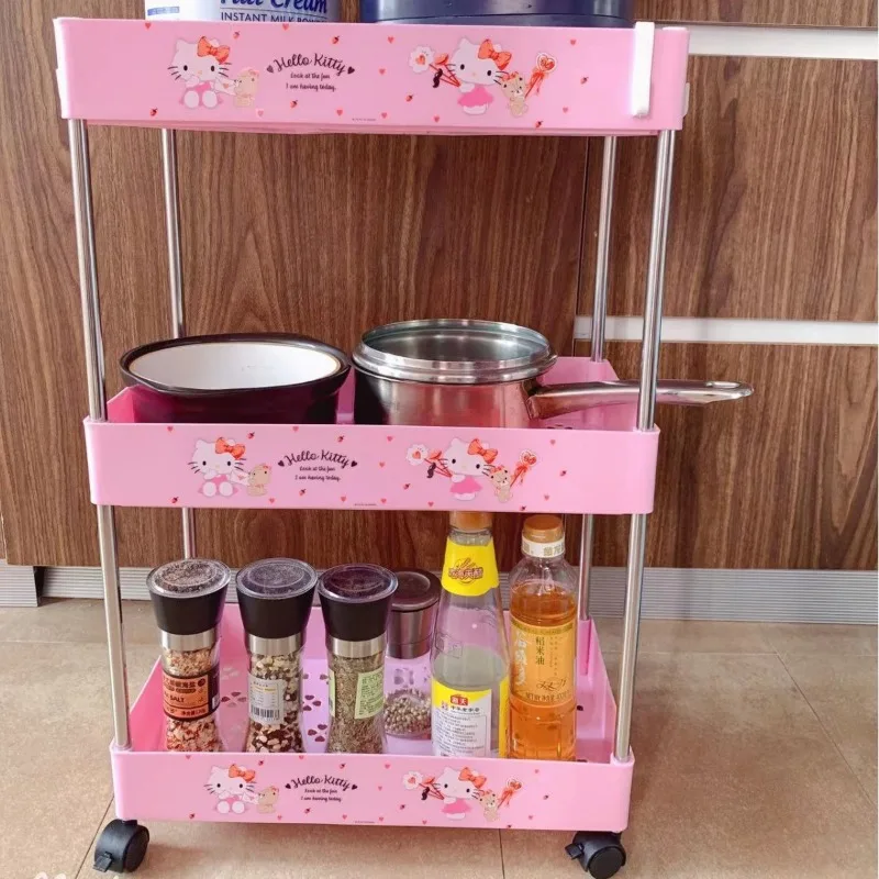 Creative and Cute Pink Plastic Folding Movable Kitchen Drain Storage Rack, Bathroom Balcony Storage Rack