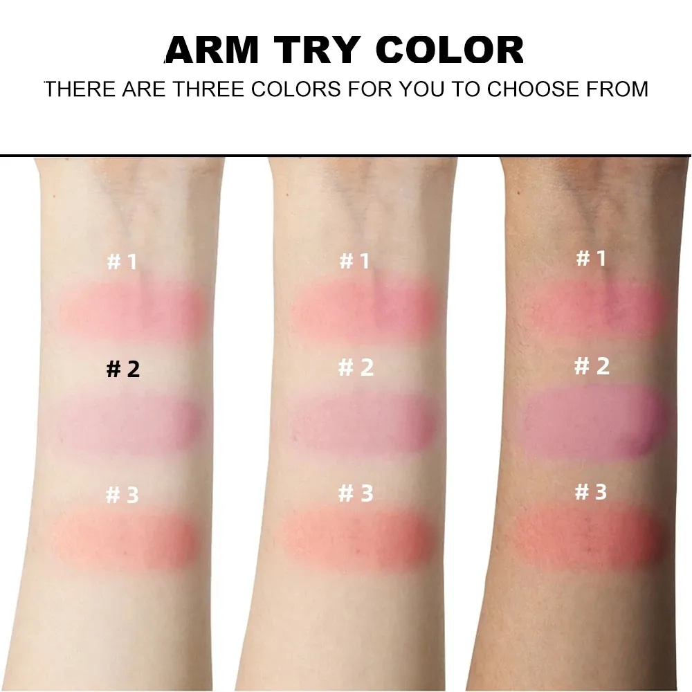 Paleta de rubor resistente al agua y de larga duración, polvo horneado de 3 colores, colorete suave ligero y transpirable, base correctora, maquillaje de 60g