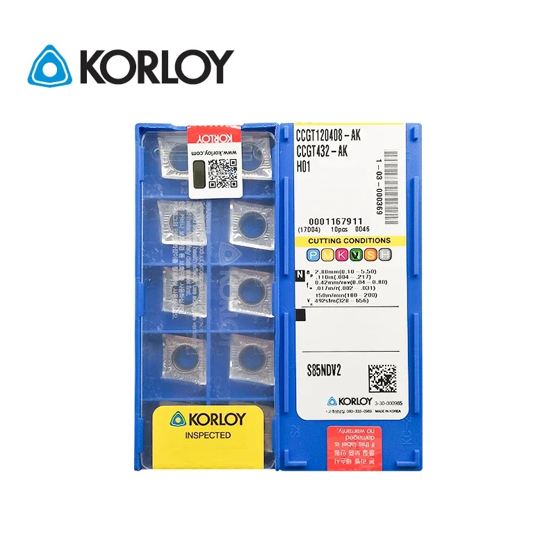 

10pcs KORLOY 100% Original CCGT09T304-AK H01 CCGT09T302-AKC 09T308 060202/04/08 120402/04/08 AK2 CNC Aluminum Turning Inserts