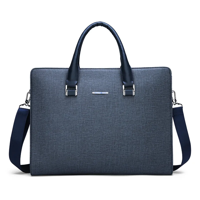 16 Inches Men's Briefcases Business Causal Travel Large Capacity Blue Waterproof Oxford Laptop Bags