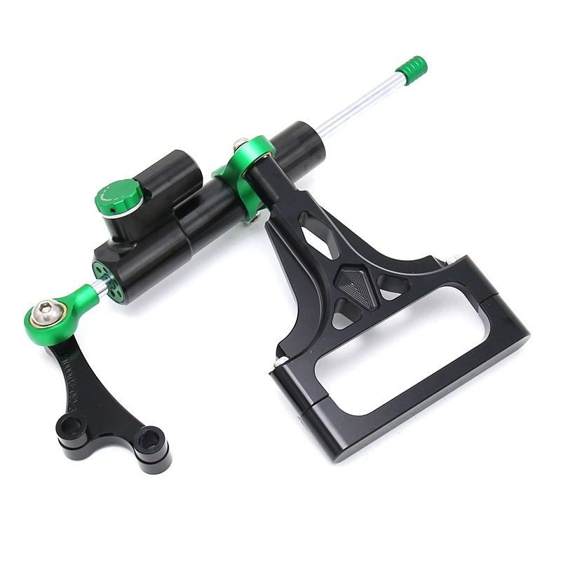 for Kawasaki Z1000 Z750 2003-2009 Motorcycle Aluminium Steering Stabilizer Damper Mounting Bracket Kit, Green