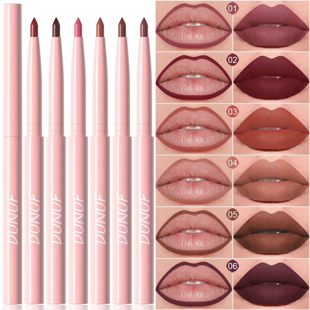 Velvet Matte Lip Liner 6 Piezas One Stroke No Smudge Outline Lip Plumping Maquillaje Técnica de Sujecions