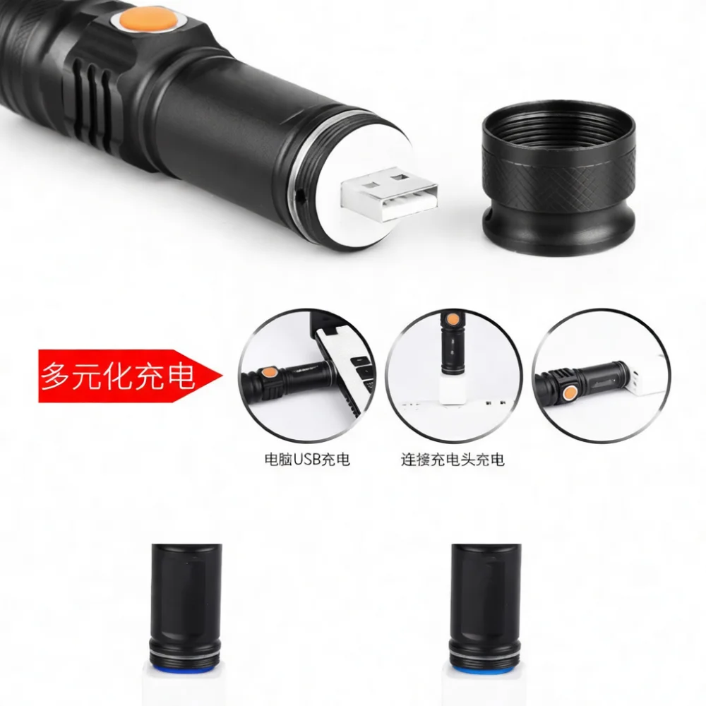 Ultra Bright Led Flashlight Aluminum Alloy Rechargeable Torch Portable Handheld Lamp For Outdoor Camping Night Fishing Uses