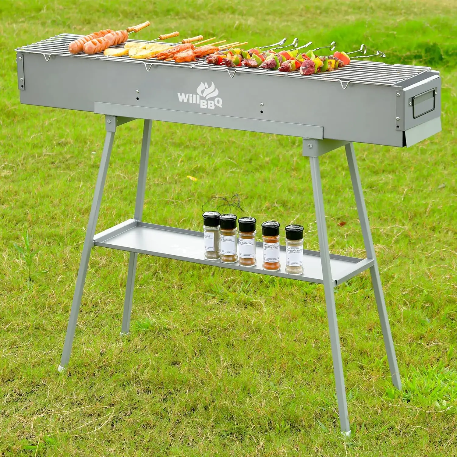 Charcoal Grills Commercial Quality Portable Multiple Size Hibachi BBQ Lamb Skewer Folded Camping Barbecue Grill(39.4x7.1x5.1 inc