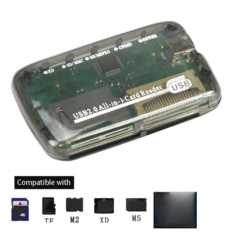 USB 2.0 Card Reader Dongle CF MS TF M2 XD SD Memory Card Writer 480Mbps View Data Transfer Adapter Plug Play