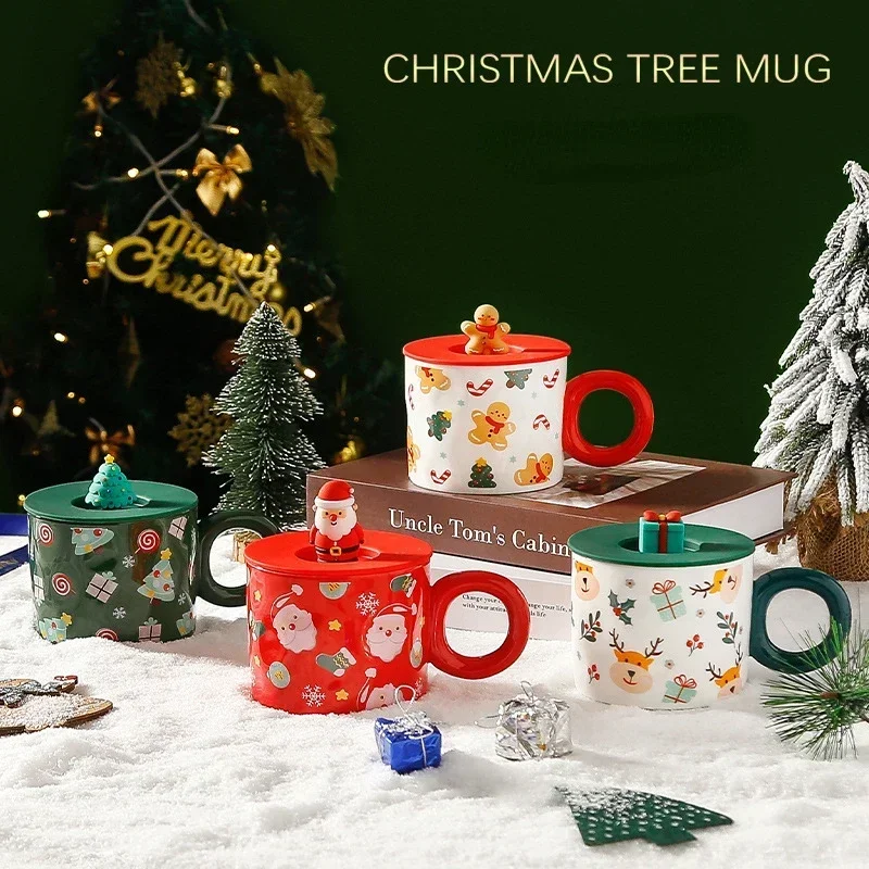 Christmas Creative Ceramic Mug Santa Claus Coffee Mugs High Beauty Drinkware Breakfast Milk Cpus Couple Water Cup Kawaii Gift