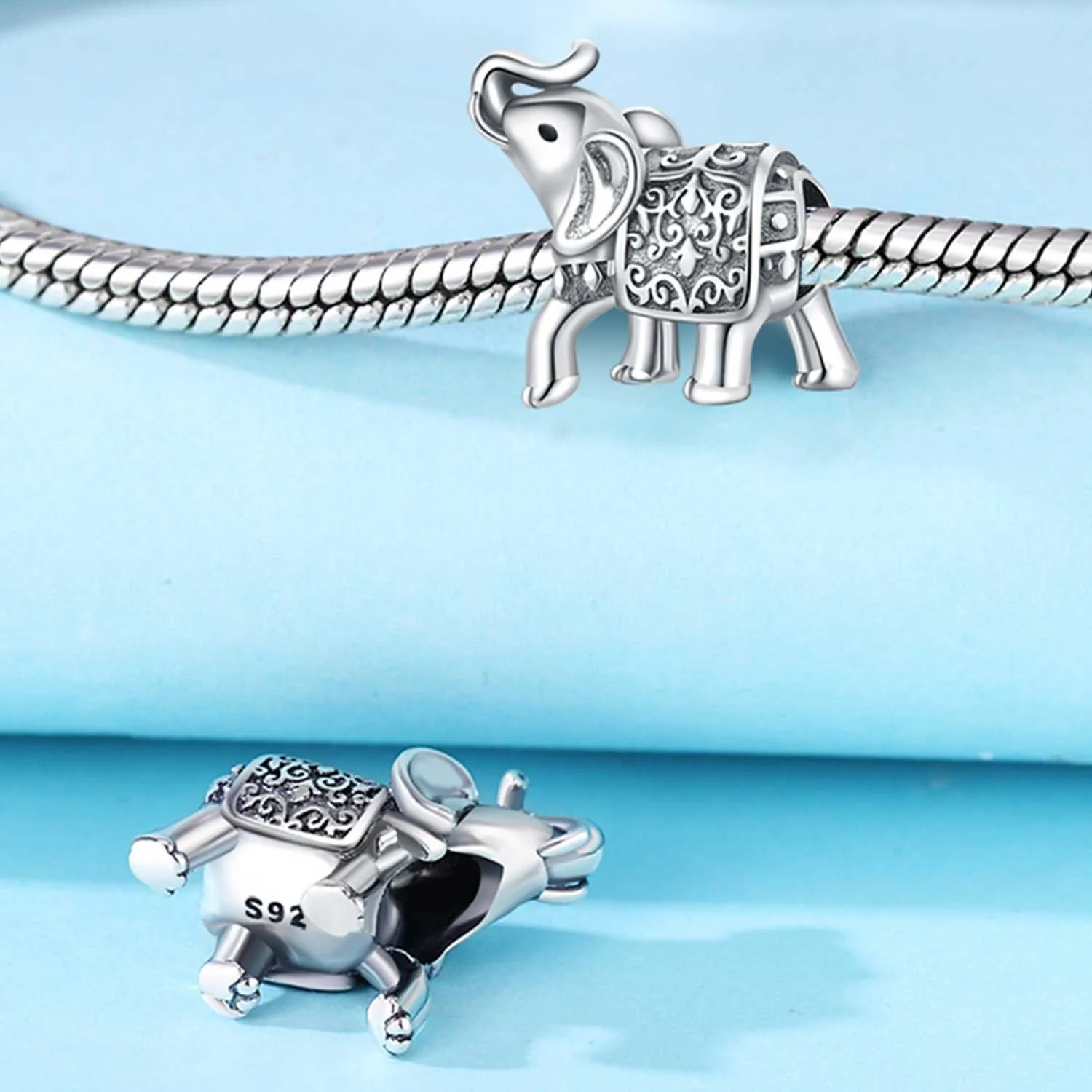 CYMYSS 925 Sterling Silver Charm Cute Animals Bead Elephant Pendant Fit Bracelets Necklace DIY Jewelry Making Party Gift