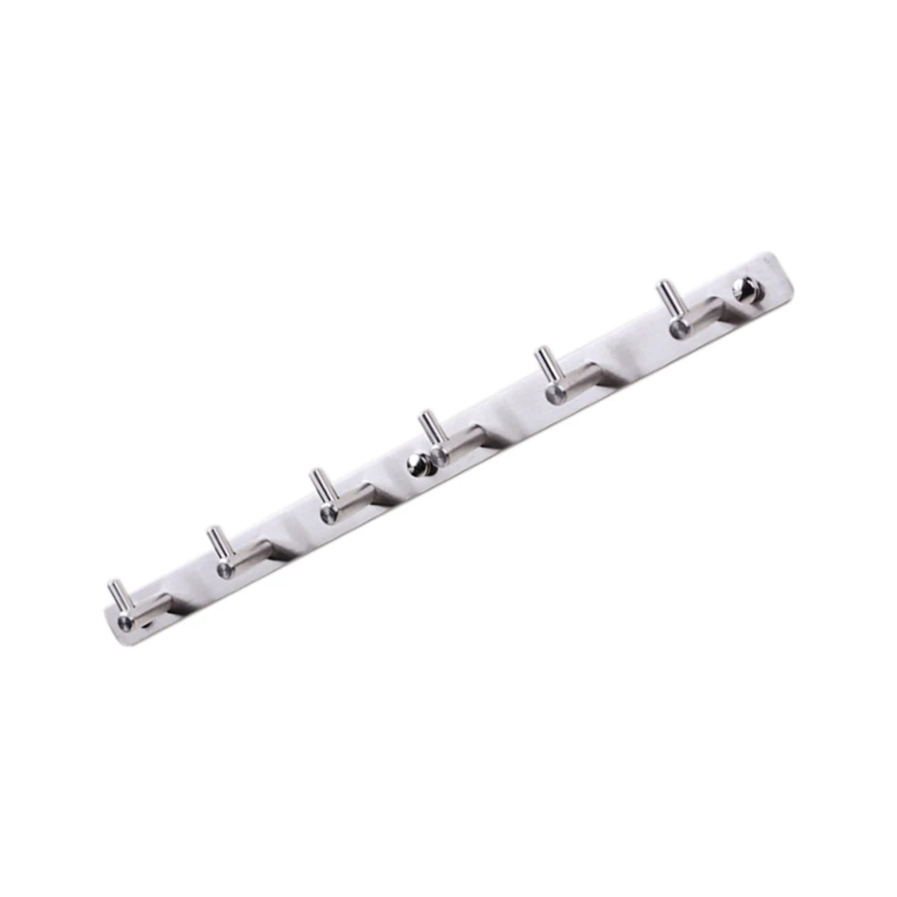 

6 Hooks Coat Rack Stainless Steel Wall Mount Holder for Bedroom Bathroom Kitchen Multifunctional Clothes Hat Scarf Key Hanger